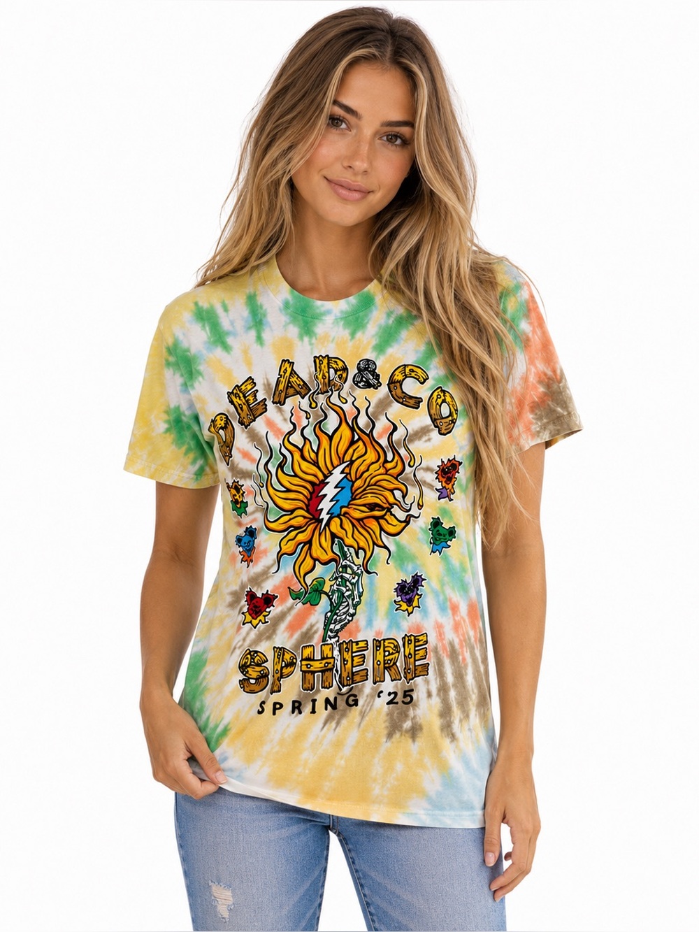 Las Vegas Sphere 2025 Grateful Dead Tie Dye T-Shirt Small Liquid Blue Deadhead